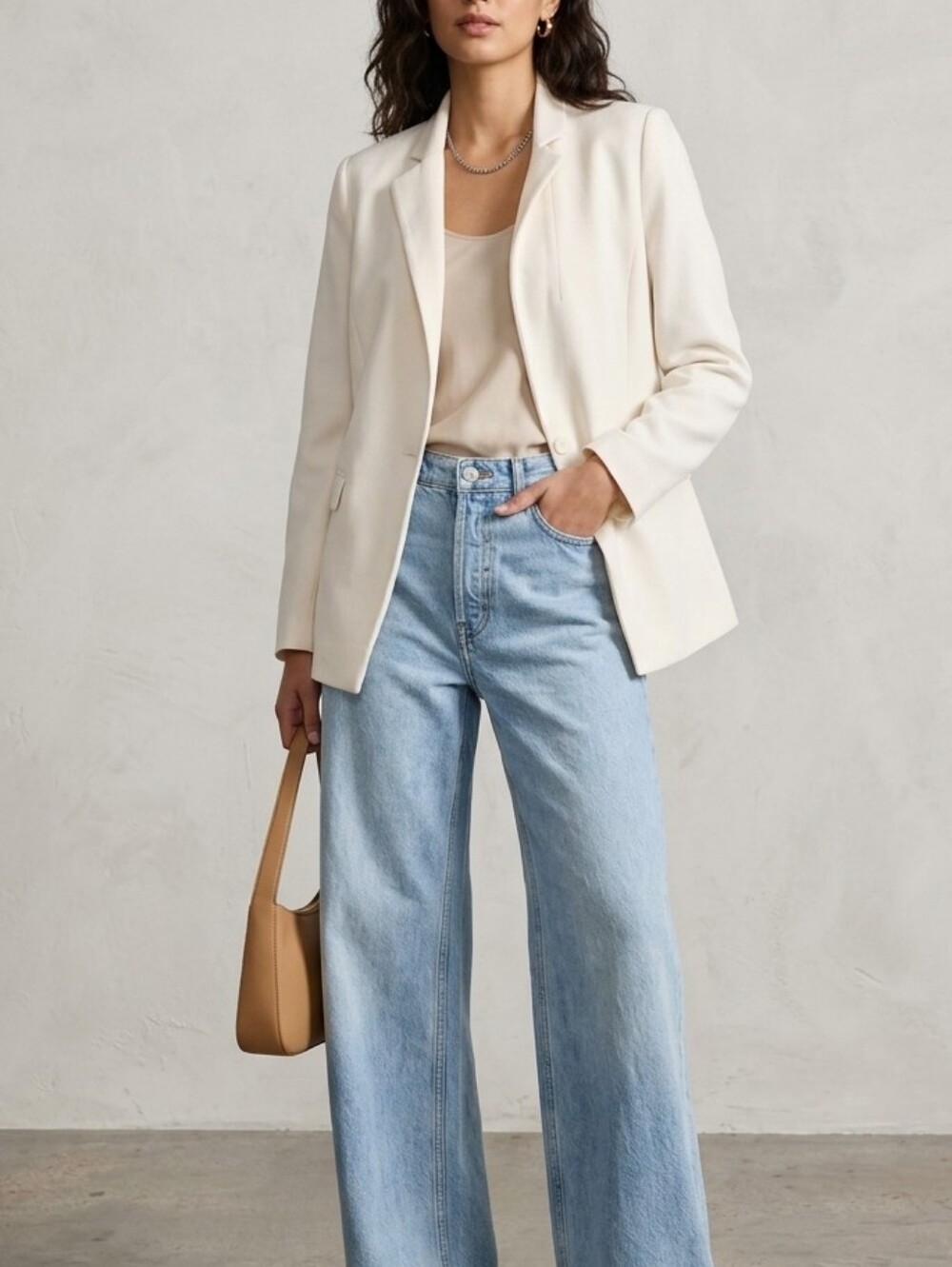 White House Black Market Off White Single-Button Blazer Size 12
